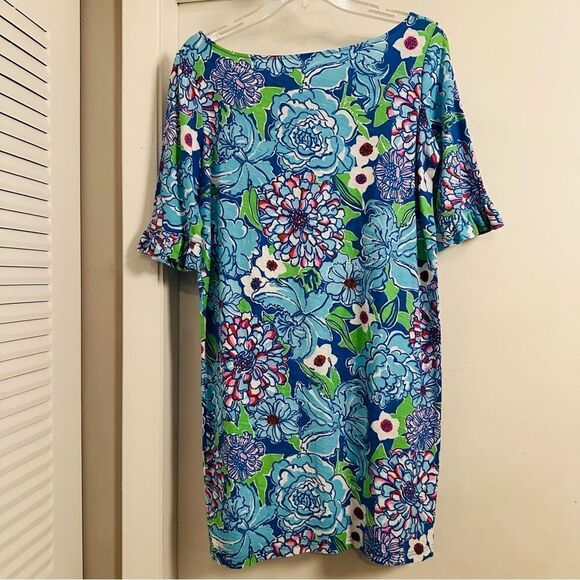 LILLY PULITZER Dress Women Size Medium Somerset Worth Blue May Flower - Picture 4 of 6